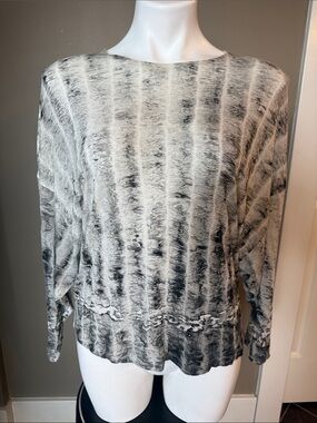Diesel Black and Cream Tie-Dye Sleeve Top